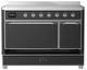 Ilve® Majestic III 48" Graphite Matte Pro Style Induction Range with Solid Door and Chrome Trim-2