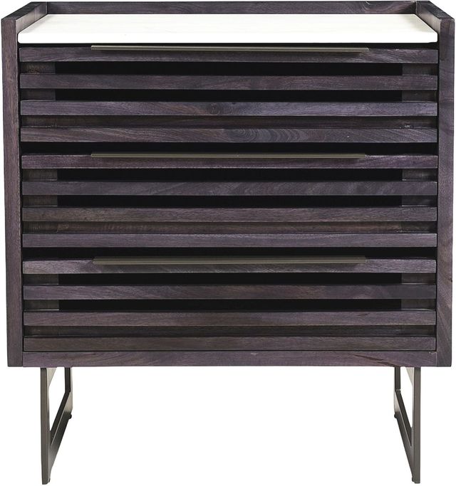 Moe's Home Collection Paloma Charcoal Grey Nightstand with White Marble Top-2