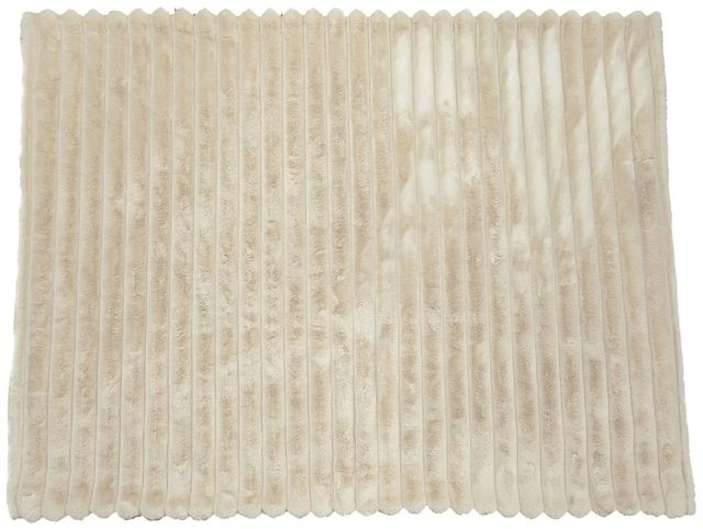 Harp & Finial® Farah Beige Channeled Faux Fur Throw-0