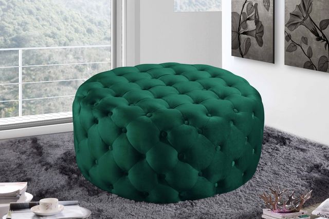 Meridian Furniture Addison Green Velvet Ottoman-1