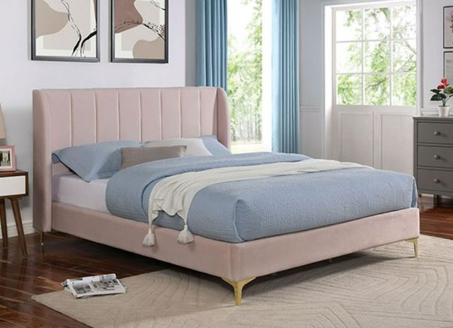 Furniture of America® Pearl Light Pink Queen Upholstered Panel Bed-2