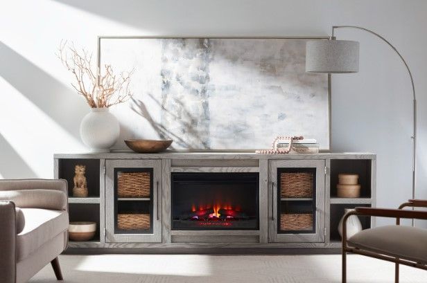 aspenhome® Paige Heather Grey 31" Fireplace Media Console-1