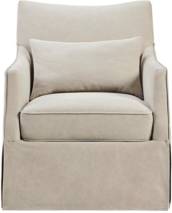 Olliix by Martha Stewart Beige London Skirted Swivel Chair-0
