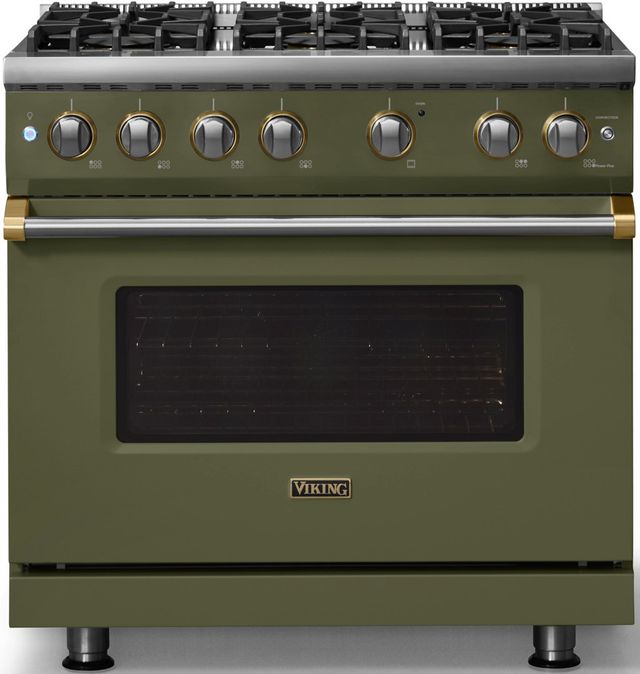 Viking® 5 Series 36" Martini Pro Style Gas (LP) Range with Brushed Brass Trim-3