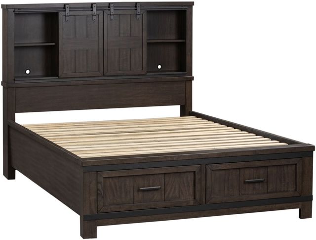 Liberty Furniture Thornwood Hills 4-Piece Rock Beaten Brown King Bookcase Bed Set with Chest-2