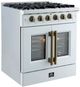 FORNO® Galiano Series Alta Qualita 30" White and Antique Brass Pro Style Gas Range -3