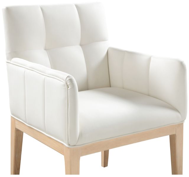 Meridian Furniture Adrian Cream/Natural Leather Upholstered Dining Arm Chair-4