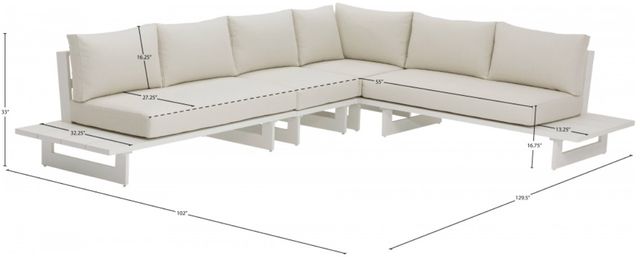 Meridian Furniture Maldives 4-Piece Cream Aluminum/Fabric Outdoor Modular Sectional-4