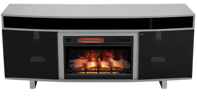 ClassicFlame® Enterprise Gloss White/Smoked Glass TV Stand-3