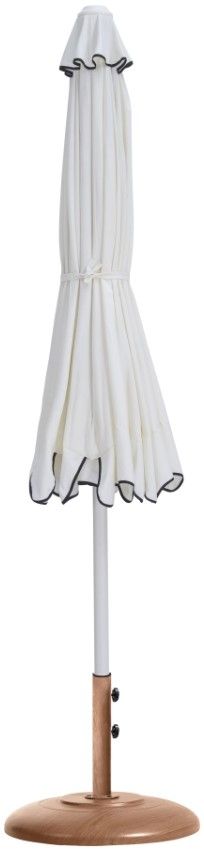 Meridian Furniture Amalfi White/Matte White/Teak Aluminum Outdoor Patio Umbrella and Round Base-1