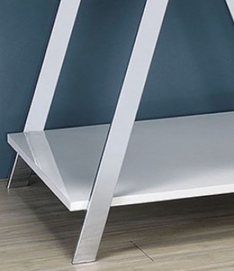 Furniture of America® Titus White End Table with Chrome Accent -2