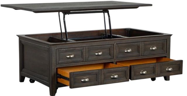 Magnussen Home® Westley Falls Graphite Lift Top Storage Cocktail Table with Casters-2