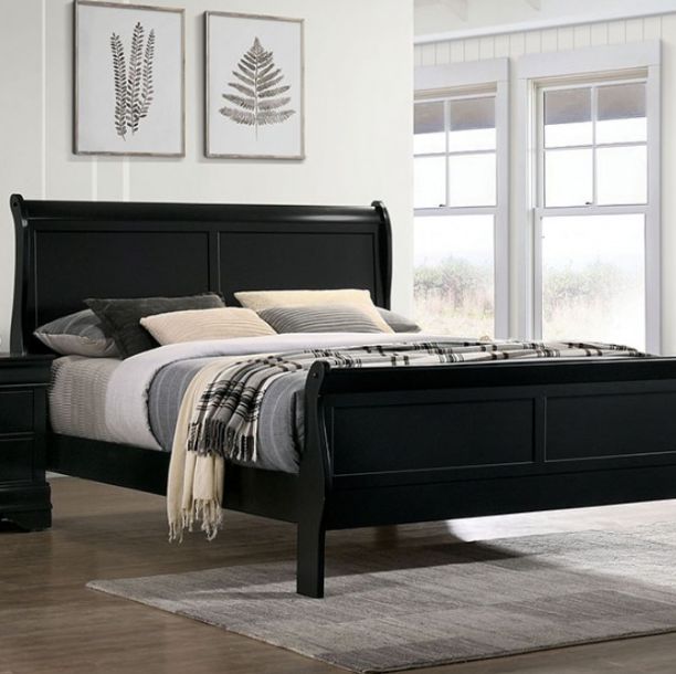 Furniture of America® Louis Philippe 4-Piece Black Queen Bedroom Set-1