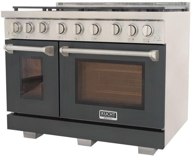 Kucht Professional KFX Series 48" Stainless Steel Pro Style Liquid Propane Gas Range with Cement Gray Door and True Simmer Burners-2