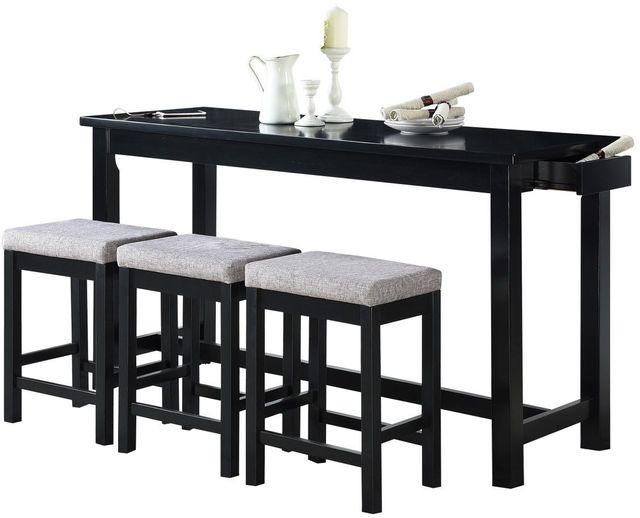 Mazin Furniture Connected 4-Piece Black Counter Height Dining Set-2
