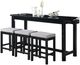 Mazin Furniture Connected 4-Piece Black Counter Height Dining Set-2