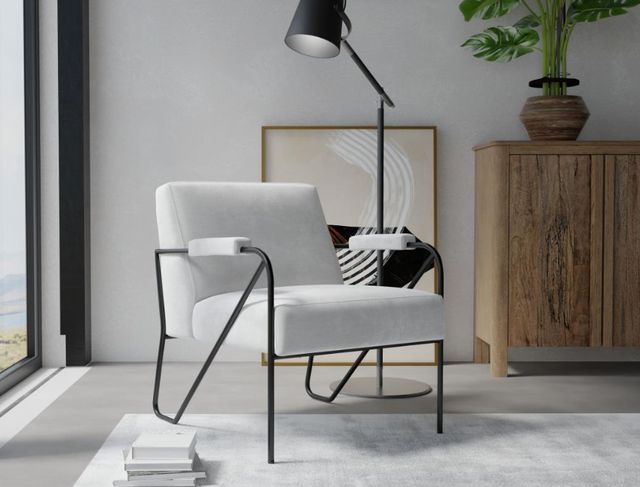 International Furniture Direct Lotus Oyster/Matte Black Accent Chair-2
