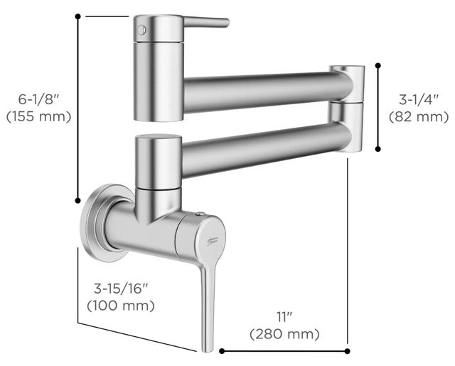 American Standard Studio® S Matte Black Wall-Mount Pot Filler Kitchen Faucet-2