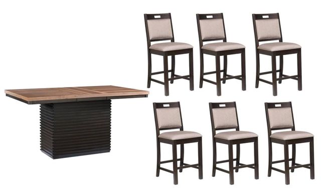 Urban Styles Furniture Dallas 7-Piece Cappuccino/Walnut Counter Height Dining Set-0