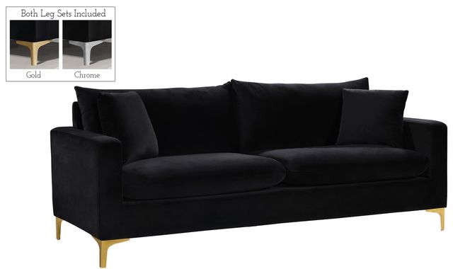 Meridian Furniture Naomi Black Velvet Sofa-0