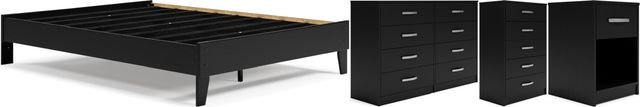 Signature Design by Ashley® Finch 4-Piece Black Queen Platform Bed Set-0