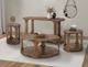 International Furniture Direct Balam Stained Brown Round Chairside Table-1