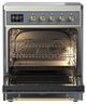 Ilve® Majestic III 30" Blue Gray Pro Style Induction Range with Solid Door and Brass Trim-1