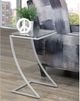 Brassex Inc. Glass Top Side Table with Silver Base-1