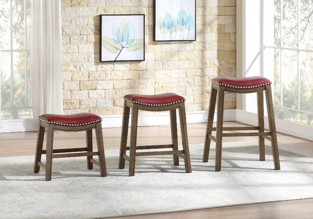 Homelegance® Ordway Brown/Red 18" Stool-1