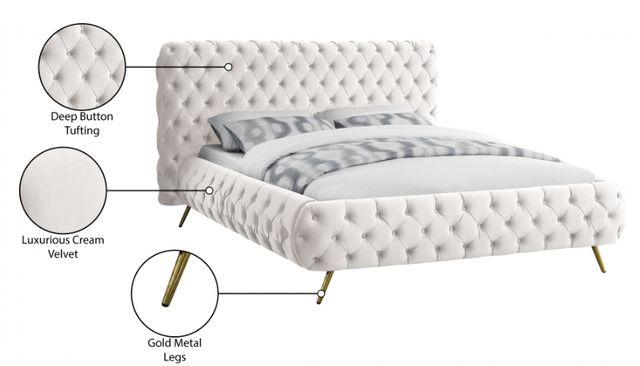 Meridian Furniture Delano Cream King Upholstered Panel Bed-3