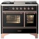 Ilve® Majestic III 40" Glossy Black Pro Style Dual Fuel Liquid Propane Range with Triple Glass Door and Copper Trim-0