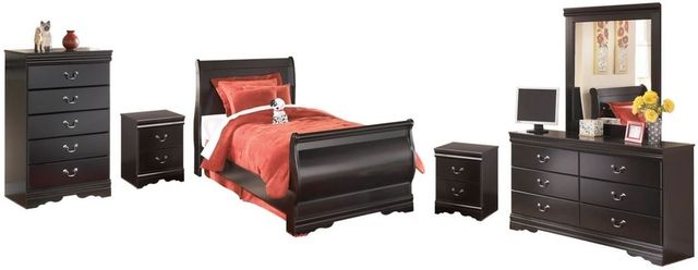 Signature Design by Ashley® Huey Vineyard 6-Piece Black Twin Sleigh Bed Set-0