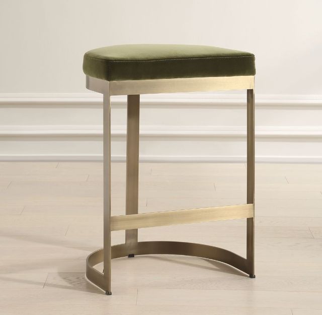 Uttermost® Ivanna Brushed Brass/Moss Green Counter Stool-1