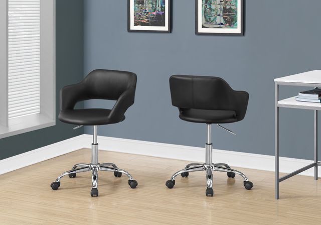 Monarch Specialties Inc. Black and Chrome Metal Hydraulic Lift Base Office Chair-3