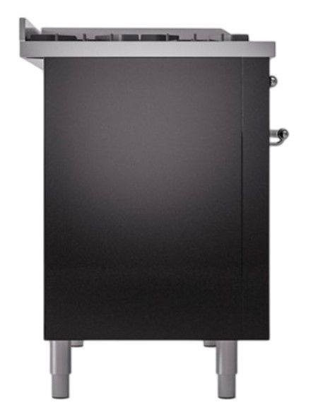 Ilve® Nostalgie II Noblesse 48'' Glossy Black Pro Style Dual Fuel Range with Chrome Trim-2