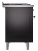 Ilve® Nostalgie II Noblesse 48'' Glossy Black Pro Style Dual Fuel Range with Chrome Trim-2