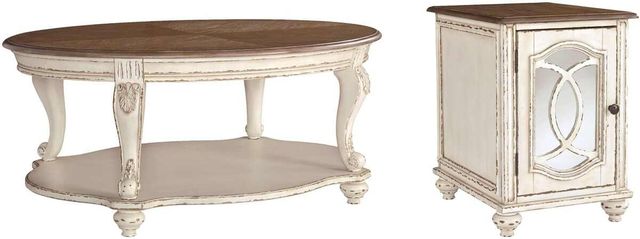 Signature Design by Ashley® Realyn 2-Piece White/Brown Living Room Table Set