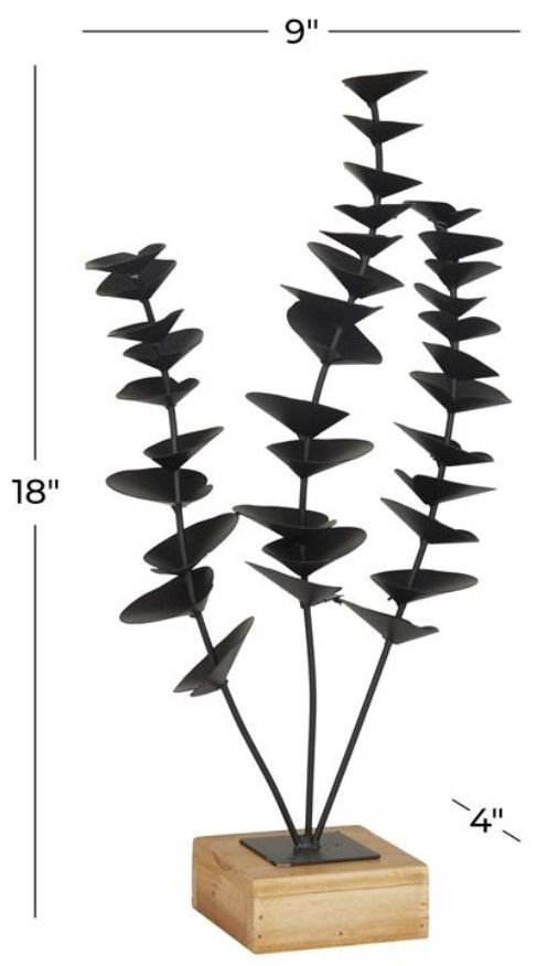 Deco Marche Black 9'' Leaf Sculpture-3
