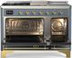 Ilve® Majestic III 48" Blue Gray Pro Style Dual Fuel Liquid Propane Range with 5 Black Brass Burners and Brass Trim-4