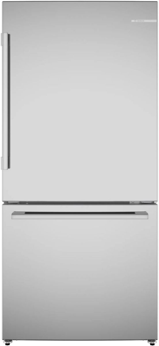 Bosch 100 Series 33'' 17.2 Cu. Ft. Anti-Fingerprint Stainless Steel Counter Depth Bottom Freezer Refrigerator with Total No Frost-0