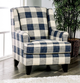 Furniture of America® Nash Ivory Checkered Chair-2