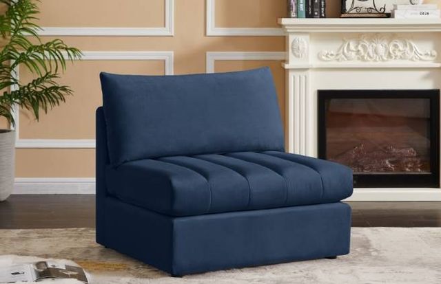 Meridian Furniture Jacob Navy Velvet Modular Armless Chair-3