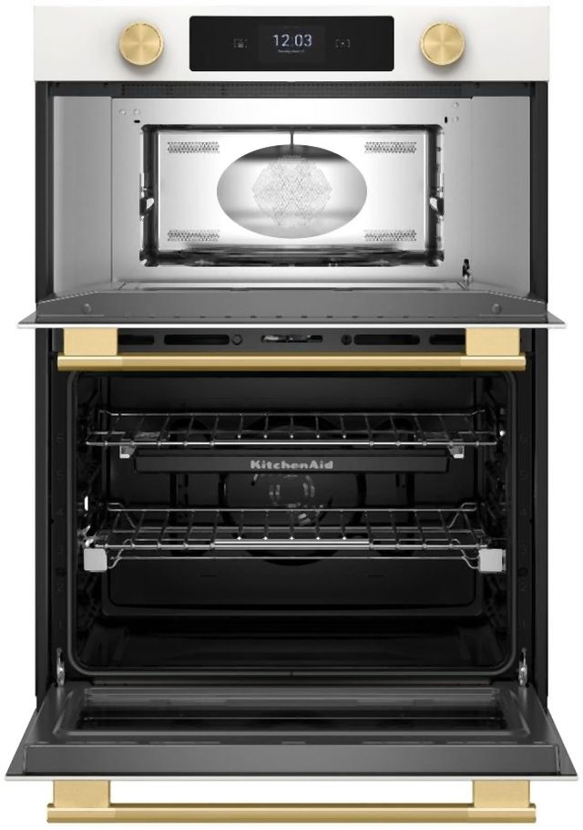 KitchenAid® 30” White Oven/Micro Combo Electric Wall Oven-1