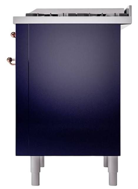 Ilve® Nostalgie II Noblesse 36'' Midnight Blue Pro Style Dual Fuel Range with Copper Trim-3