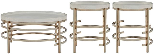 Signature Design by Ashley® Montiflyn 3-Piece White/Gold Living Room Tables Set-0