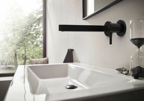 Hansgrohe Finoris Matte Black Wall-Mounted Single-Handle Faucet Trim without Pop-up Drain-1