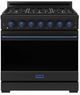 Thor Kitchen Gordon Ramsay Collection 36" Black Pro Style Liquid Propane Range with Precision Knob Control and Blue Trim-0