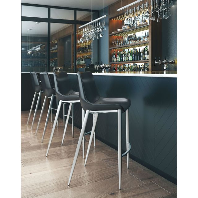 Zuo® Modern Magnus Black/Silver Bar Chair-2