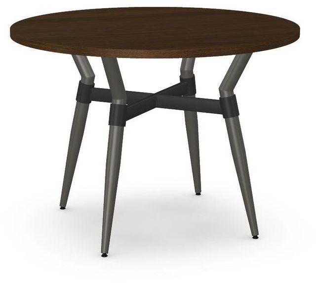 Amisco Customizable Link Walnut Veneer 29.5" Round Table with Steel Legs-0