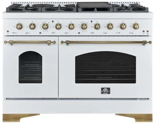 FORNO® Massimo Series Alta Qualita 48" White Pro Style Dual Fuel Range-0